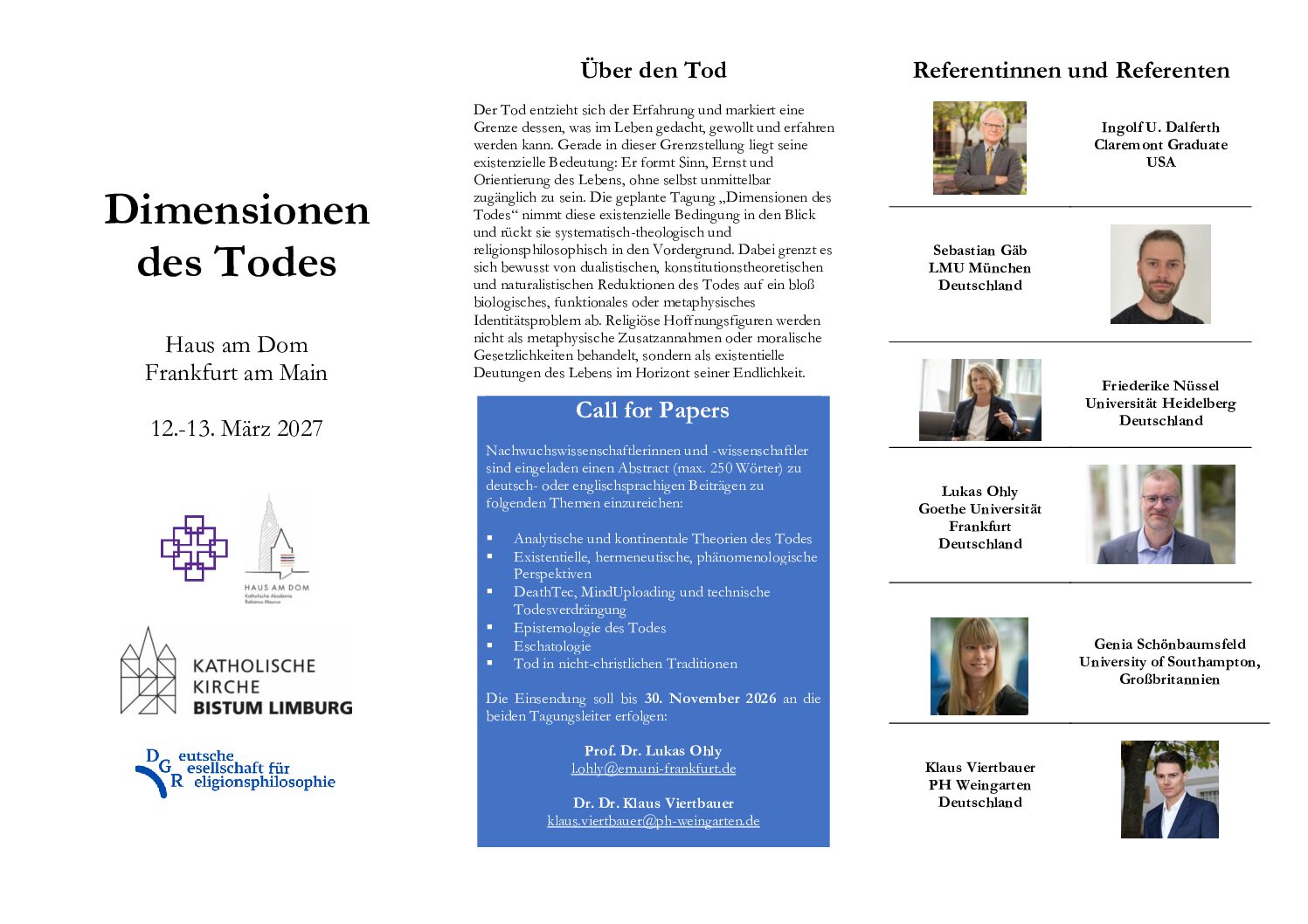hier CfP Dimensionen des Todes